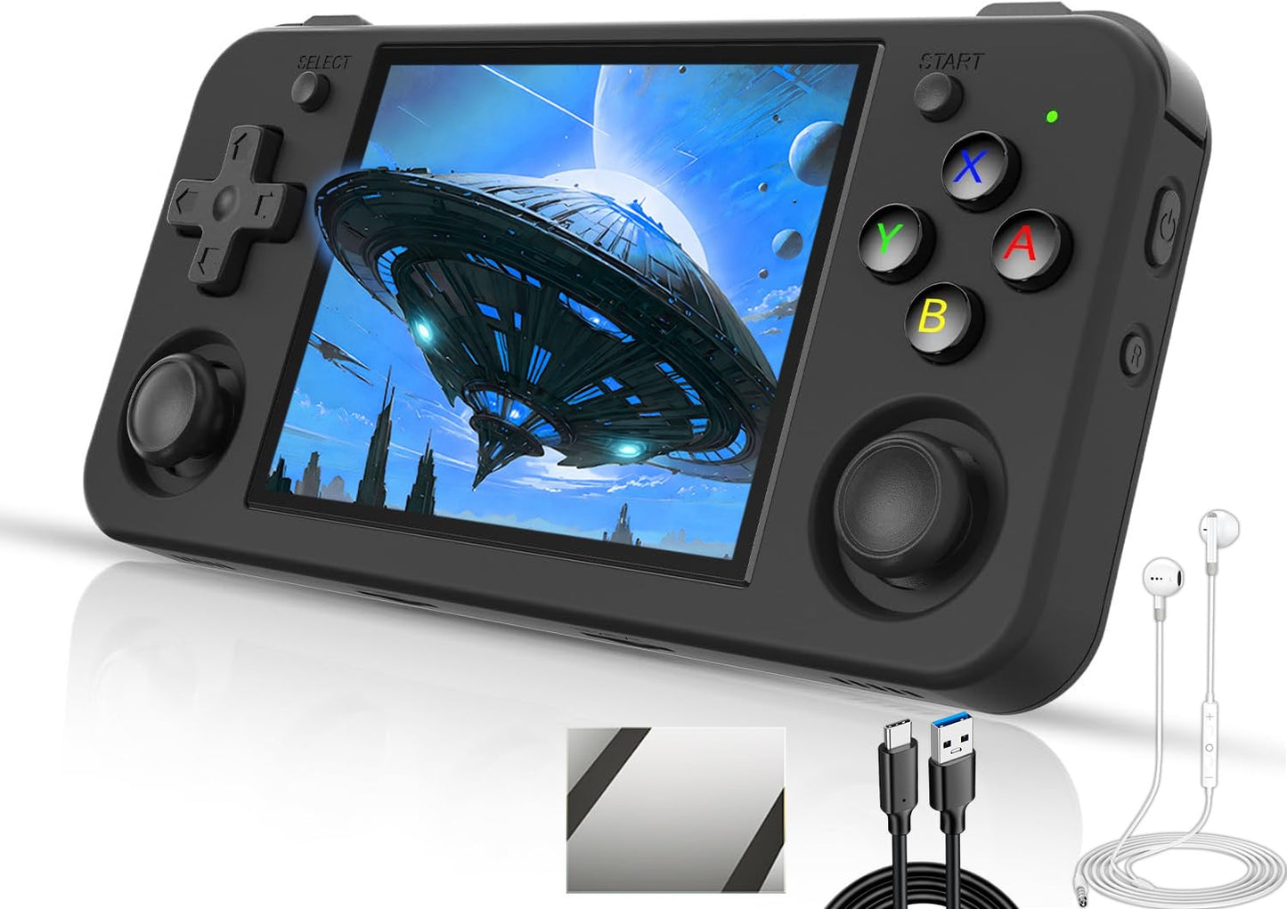 EWDGOES RG35XX H Handheld Game Console 3.5-in IPS Screen H700 3300mAh RG 35XX H Preinstalled Emulator System 64GB Black