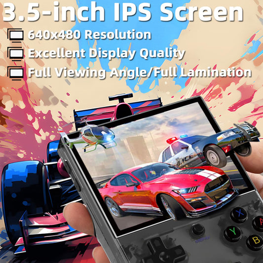 EWDGOES RG35XX Plus Handheld Game Console 3.5 in IPS Screen RG 35XX Plus Preinstalled Emulator System 64GB Transparent