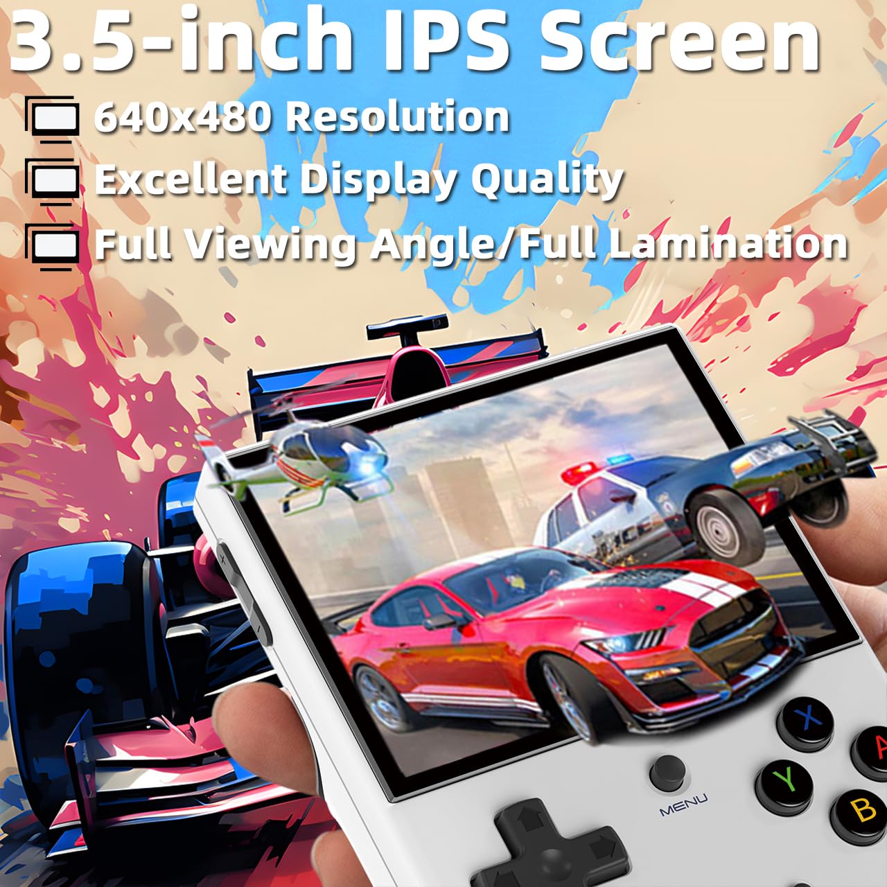 EWDGOES RG35XX Plus Handheld Game Console 3.5 in IPS Screen RG 35XX Plus Preinstalled Emulator System 64GB White