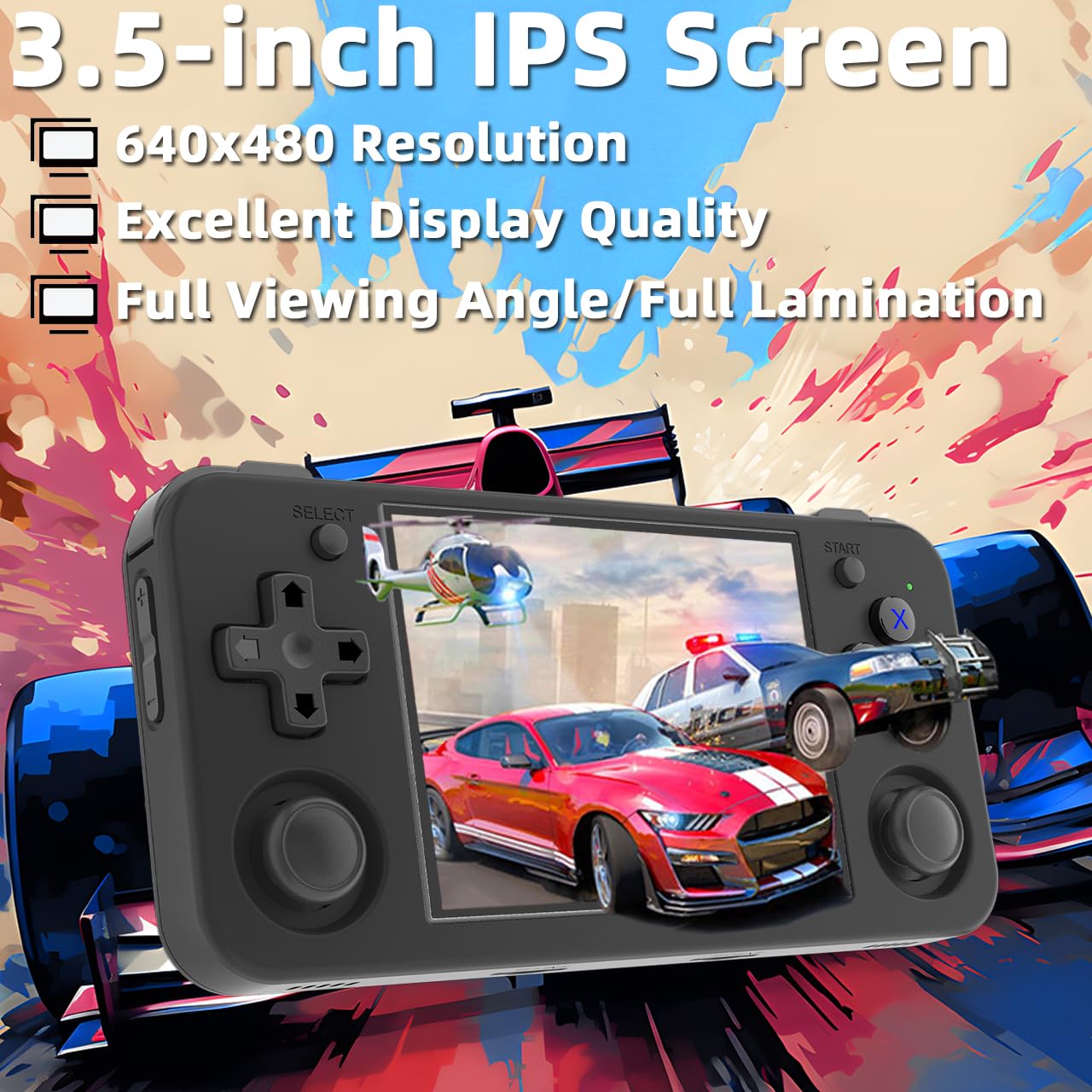 EWDGOES RG35XX H Handheld Game Console 3.5-in IPS Screen H700 3300mAh RG 35XX H Preinstalled Emulator System 64GB Black