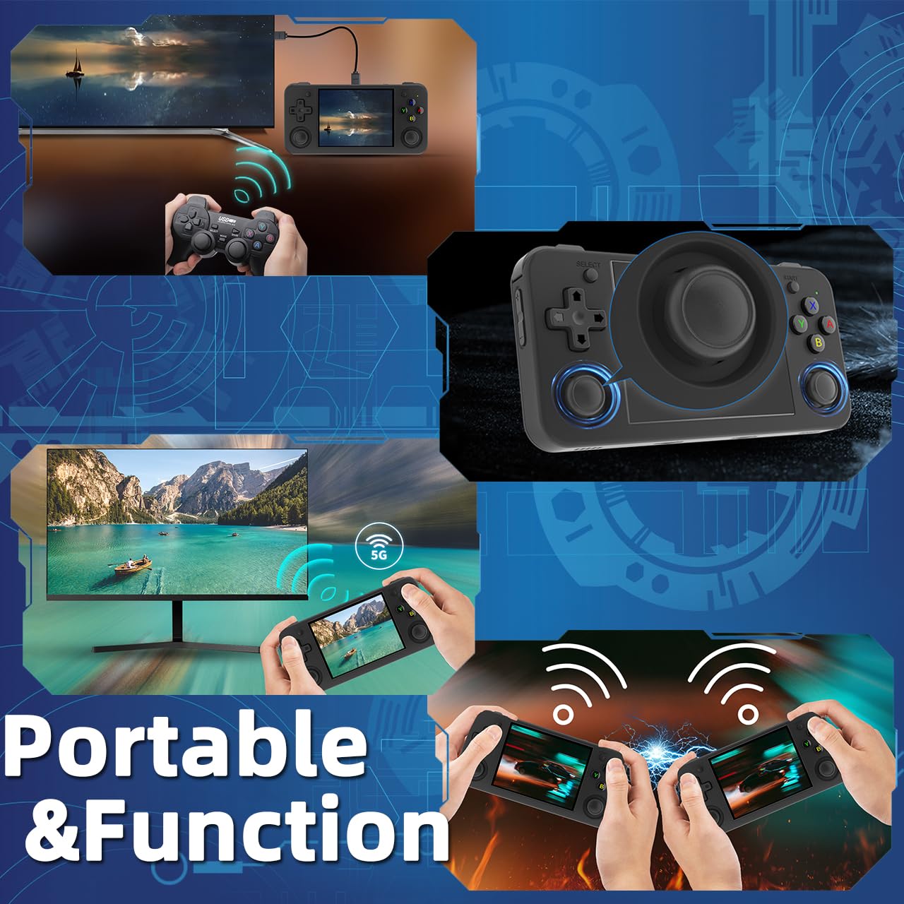 EWDGOES RG35XX H Handheld Game Console 3.5-in IPS Screen H700 3300mAh RG 35XX H Preinstalled Emulator System 64GB Black