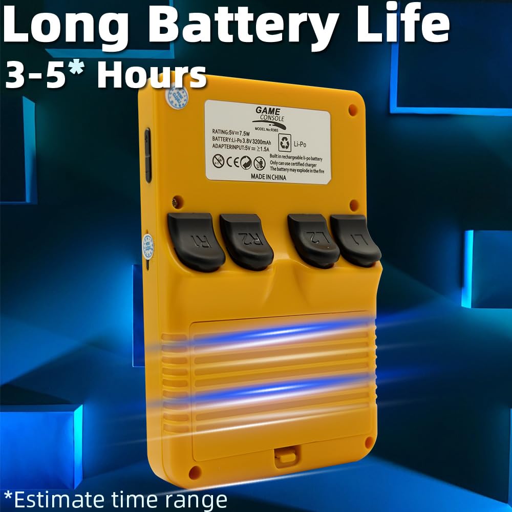 R36S Handheld Game Console 3.5-in 640*480 IPS OCA Screen 3200mAh ArkOS RK3326 Yellow-64GBVer.
