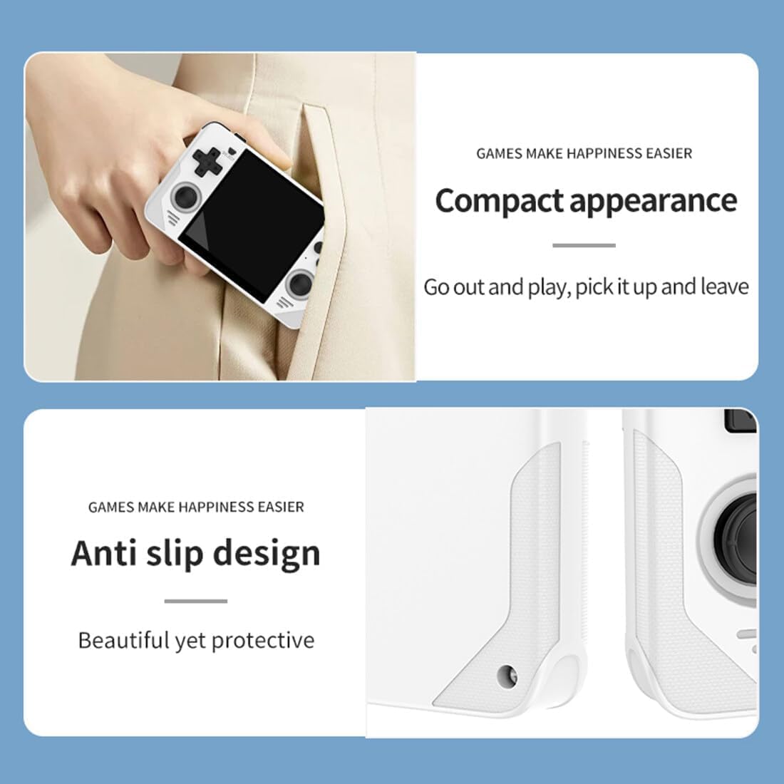 EWDGOES RGB30 Handheld Game Console 4 inch RK3566 5GWF BT with Portable Case 64GB White
